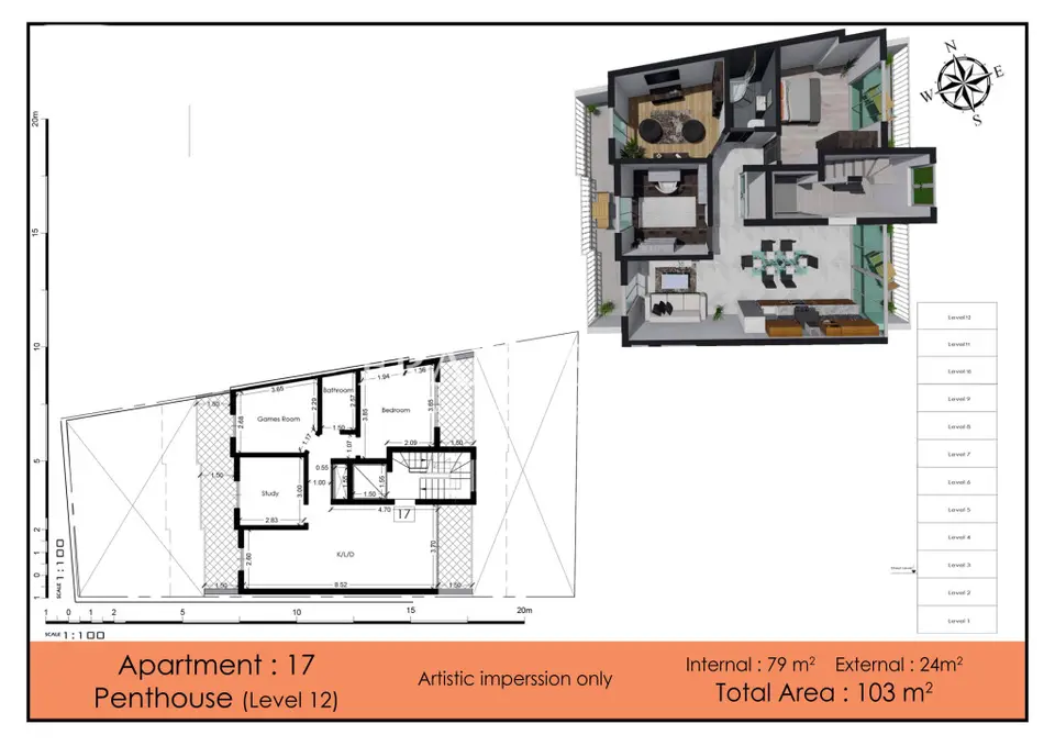 Gzira, Furnished Penthouse